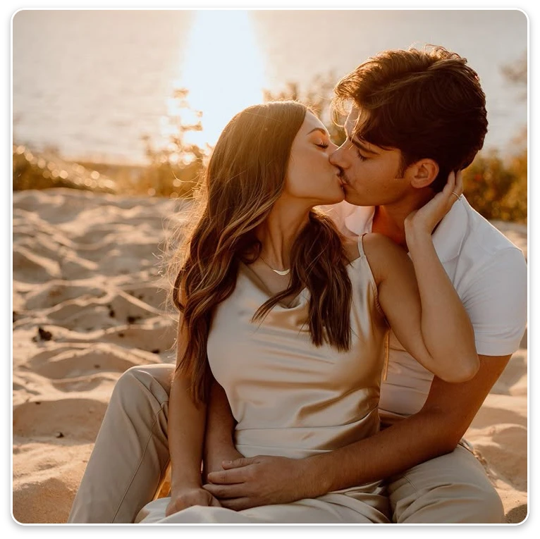 Romantic kiss