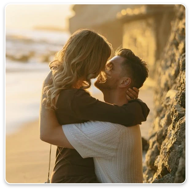 Passionate kiss