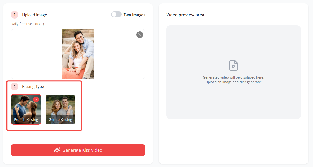 Step 2: Select a Kissing Type