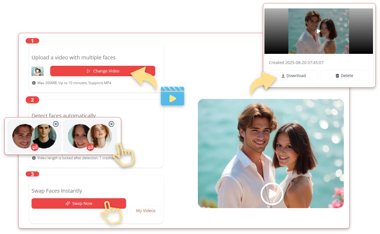 Master AI Multiple Face Swap Video in Just 3 Easy Steps