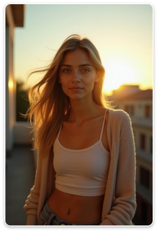 Golden Hour Balcony Girl